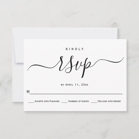 Cursief script kalligrafie bruiloft RSVP-kaart RSVP Kaartje (Voorkant)