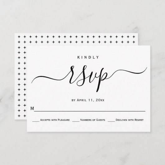 Cursief script kalligrafie bruiloft RSVP-kaart RSVP Kaartje (Voorkant / Achterkant)