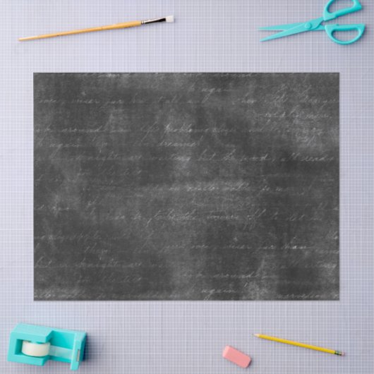 Cursief script op Distsed Black Decoupage Tissuepapier (Craft)