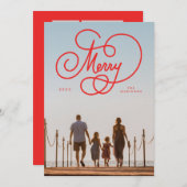 Cursief Script Vrolijk bloeien Volledige fotovakan Feestdagenkaart (Voorkant / Achterkant)