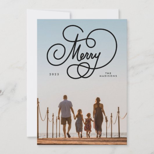 Cursief Script Vrolijk bloeien Volledige fotovakan Feestdagenkaart (Voorkant)