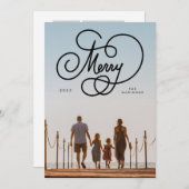 Cursief Script Vrolijk bloeien Volledige fotovakan Feestdagenkaart (Voorkant / Achterkant)