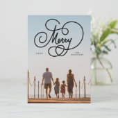 Cursief Script Vrolijk bloeien Volledige fotovakan Feestdagenkaart (Staand voorkant)