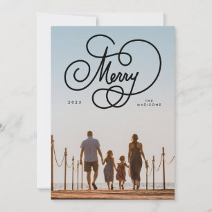 Cursief Script Vrolijk bloeien Volledige fotovakan Feestdagenkaart