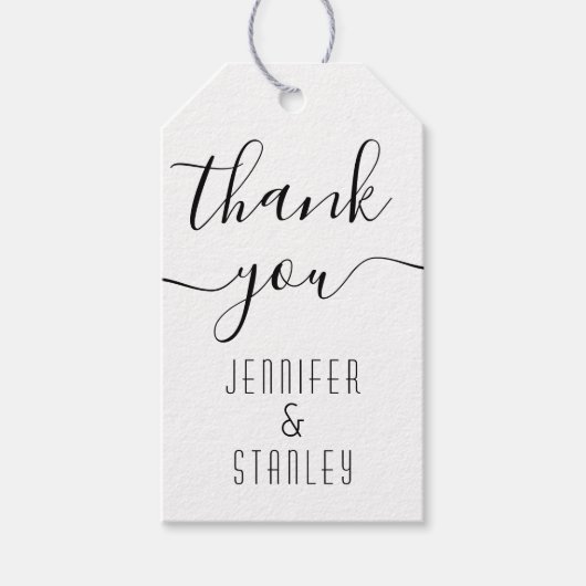 Cursief scriptkalligrafie bruiloft Dank u Cadeaulabel (Voorkant)