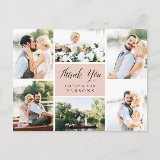 Cursief | Weddenfoto collage Hartelijk dank Briefkaart (Voorkant)