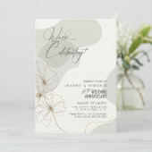 Cursieve Bloemen 10e Jubileum Neutrals ID1168 Kaart (Staand voorkant)