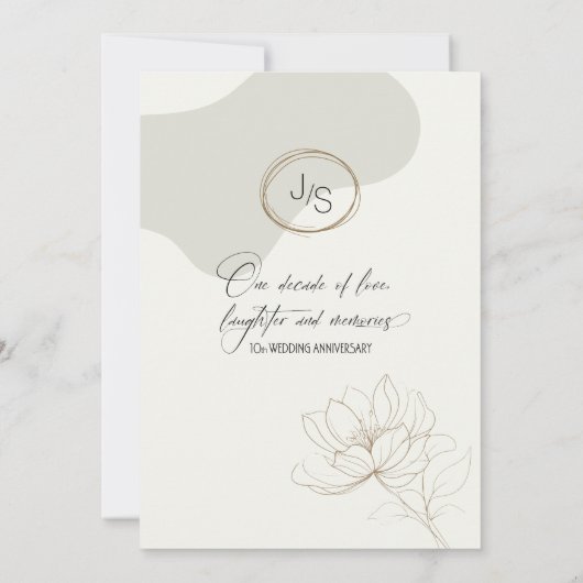 Cursieve Bloemen 10e Jubileum Neutrals ID1168 Kaart (Achterkant)