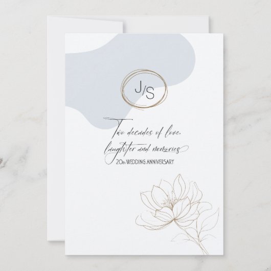 Cursieve Bloemen 20e Jubileum Dusty Blue ID1168 Kaart (Achterkant)