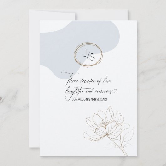 Cursieve Bloemen 30e Jubileum Dusty Blue ID1168 Kaart (Achterkant)