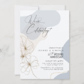 Cursieve Bloemen 60e Jubileum Dusty Blue ID1168 Kaart (Voorkant)