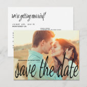 Cursieve Chic Wedding Save the Date Foto Briefkaar Aankondigingskaart (Voorkant / Achterkant)