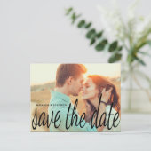 Cursieve Chic Wedding Save the Date Foto Briefkaar Aankondigingskaart (Staand voorkant)