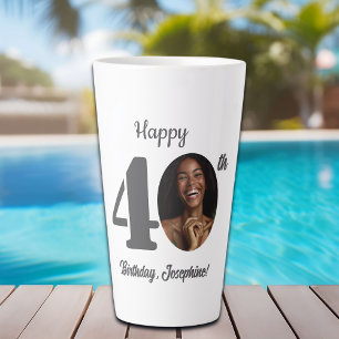 Cursieve Gelukkige 40e Verjaardag Foto Latte Mok