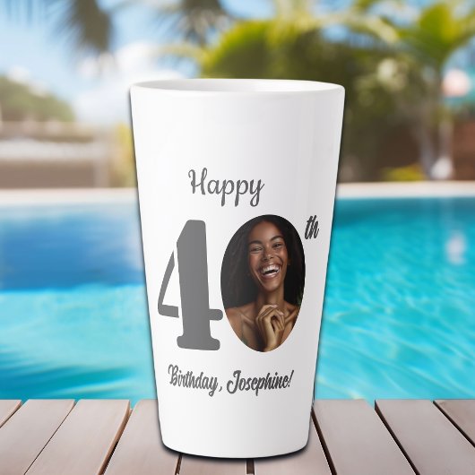 Cursieve Gelukkige 40e Verjaardag Foto Latte Mok