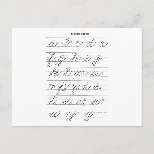 Cursieve handleiding voor kleine letters briefkaart (Voorkant)
