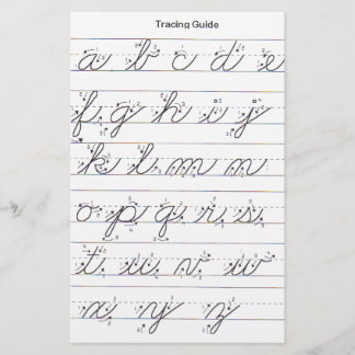 Cursieve handleiding voor kleine letters briefpapier
