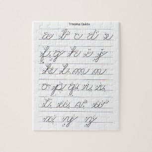Cursieve handleiding voor kleine letters legpuzzel