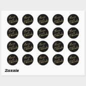 Cursieve Liefde & Bedankt Bruiloft Goud & Zwart Ronde Sticker (Vel)