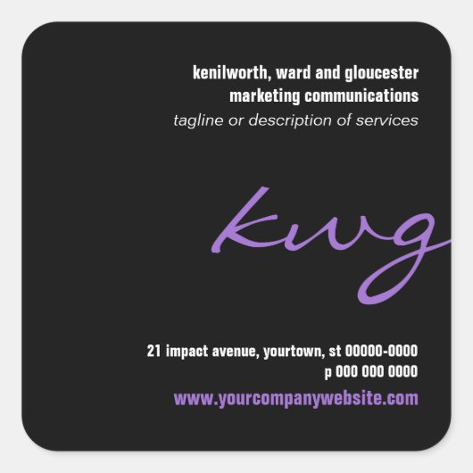 Cursieve Lila Monogram Promotionele Sticker (Voorkant)