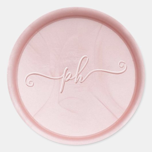 Cursieve monogram Blush Metallic Wax Seal Sticker (Voorkant)