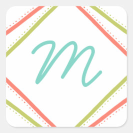 Cursieve monogram vakantiestickers vierkante sticker
