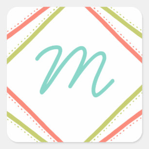 Cursieve monogram vakantiestickers vierkante sticker