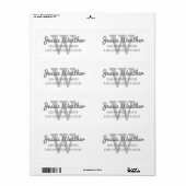 Cursieve naam | Gemonogrammeerd retouradres Etiket (Full Sheet)