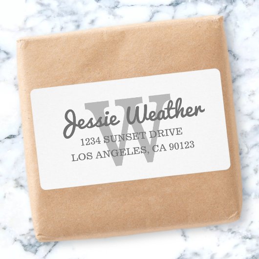 Cursieve naam | Monogrammed Return Address Etiket