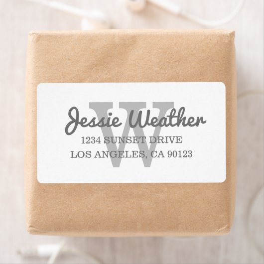 Cursieve naam | Monogrammed Return Address Etiket (Insitu)