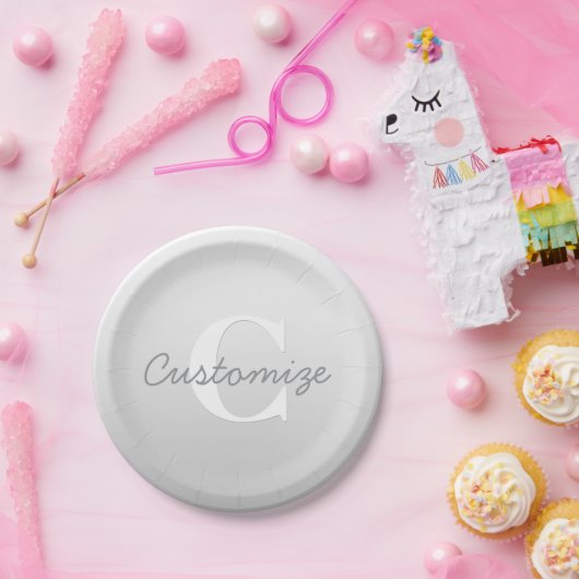 Cursieve naam of andere tekst met monogram | gradi papieren bordje (Feest)