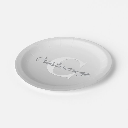 Cursieve naam of andere tekst met monogram | gradi papieren bordje (Gekanteld)