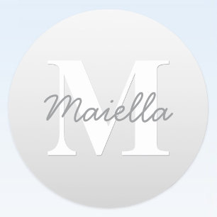 Cursieve naam of andere tekst met monogram   gradi ronde sticker