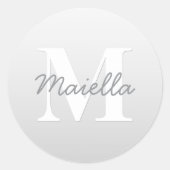 Cursieve naam of andere tekst met monogram | gradi ronde sticker (Voorkant)