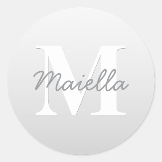 Cursieve naam of andere tekst met monogram | gradi ronde sticker (Voorkant)