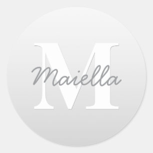 Cursieve naam of andere tekst met monogram gradi ronde sticker