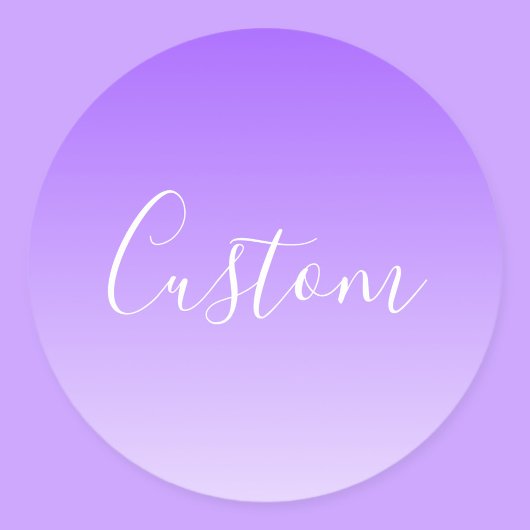 Cursieve scriptnaam & bewerkbare lichte paarse omb ronde sticker
