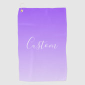Cursieve scriptnaam en bewerkbare lichte Paarse om Golfhanddoek (Voorkant)