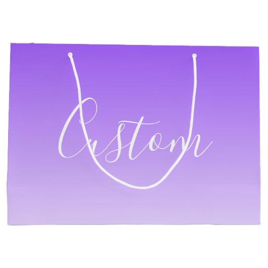 Cursieve scriptnaam en bewerkbare lichte Paarse om Groot Cadeauzakje (Achterkant)