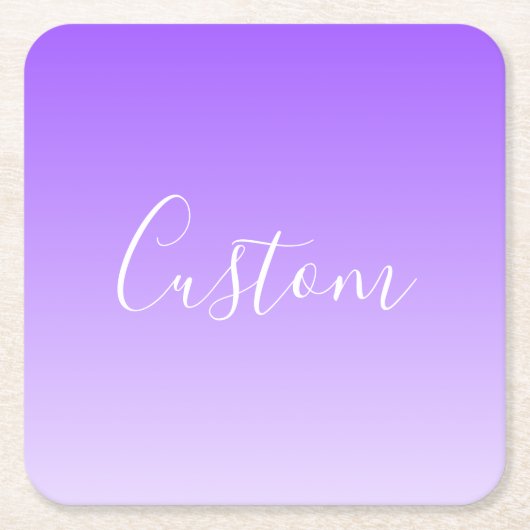 Cursieve scriptnaam en bewerkbare lichte Paarse om Kartonnen Onderzetters (Voorkant)