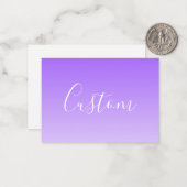 Cursieve scriptnaam en bewerkbare lichte Paarse om Notitiekaartje (Voorkant / Achterkant in situ)