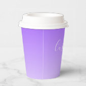 Cursieve scriptnaam en bewerkbare lichte Paarse om Papieren Bekers (Rechts)