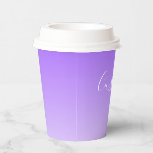 Cursieve scriptnaam en bewerkbare lichte Paarse om Papieren Bekers (Rechts)