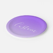 Cursieve scriptnaam en bewerkbare lichte Paarse om Papieren Bordje (Gekanteld)