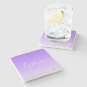 Cursieve scriptnaam en bewerkbare lichte Paarse om Stenen Onderzetter (Zijkant)