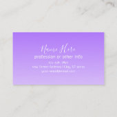 Cursieve scriptnaam en bewerkbare lichte Paarse om Visitekaartje (Achterkant)