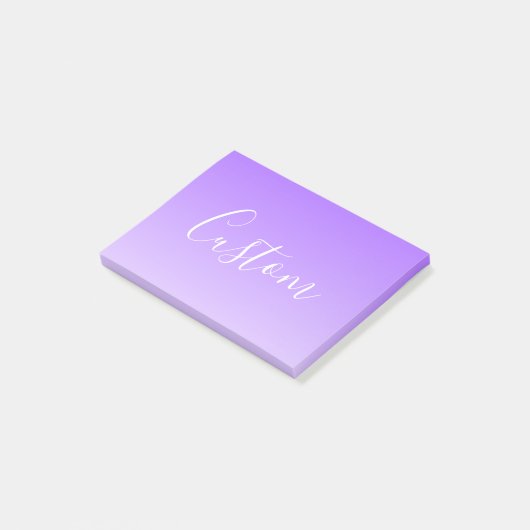 Cursieve scriptnaam & Lichtpaarse ombre die bewerk Post-it® Notes (Schuin)