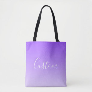 Cursieve scriptnaam & Lichtpaarse ombre die bewerk Tote Bag