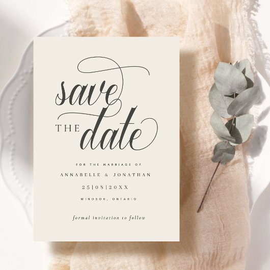 Cursieve scripttypografie save the date