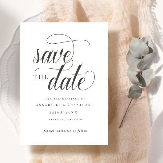 Cursieve scripttypografie save the date